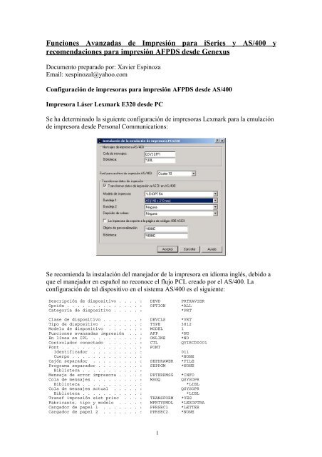 Funciones Avanzadas de ImpresiÃ³n para iSeries y ... - AS400 recursos