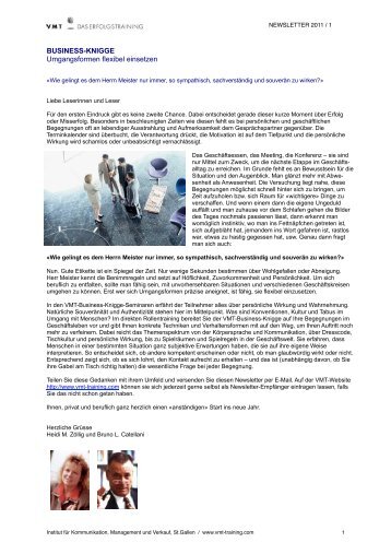 VMT Newsletter - Heidi M. Zöllig, Bruno L. Catellani