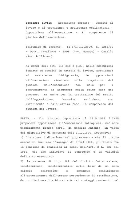 Fac simile di lettera all'inps