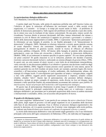 La partecipazione dialogico-deliberativa - Consiglio regionale della ...