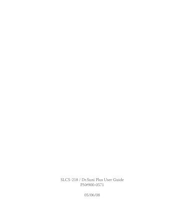 SLCS-218 / Dr.Suni Plus User Guide PN#900-0571 05/06/08