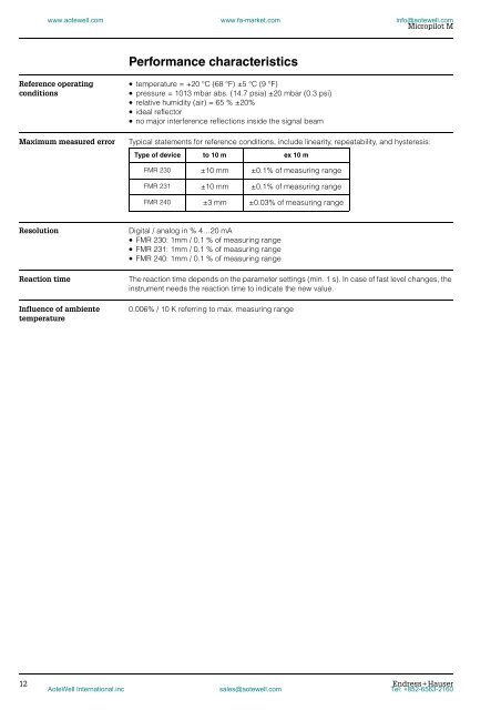 Level-Radar micropilot M FMR 230/231/240