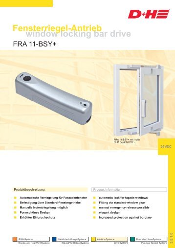 window locking bar drive Fensterriegel-Antrieb - D+H Mechatronic