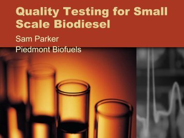 Quality Testing for Small Scale Biodiesel