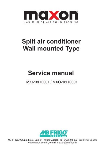 Split air conditioner Wall mounted Type Service manual