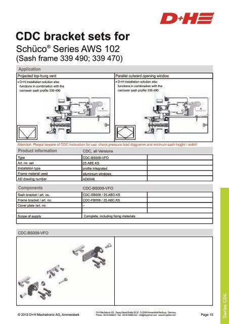 CDC bracket sets for - D+H Mechatronic