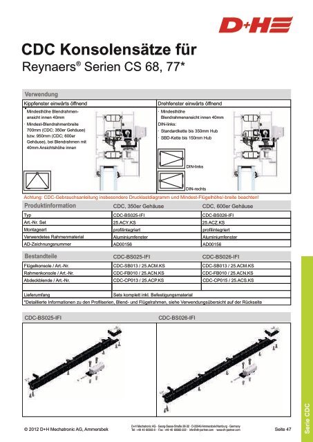 CDC Konsolensätze für - D+H Mechatronic