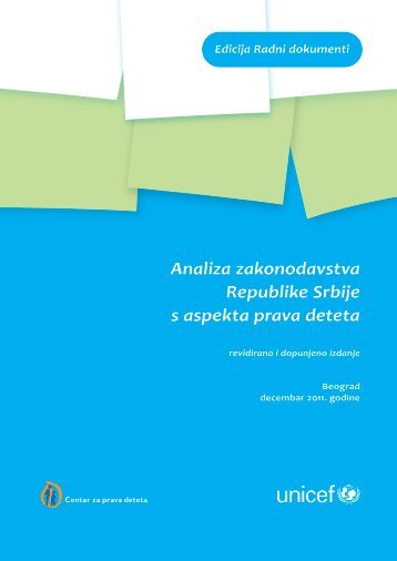 Analiza zakonodavstva Republike Srbije s aspekta prava deteta