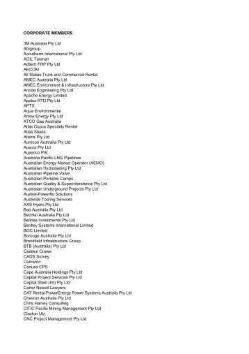 Corporate and Individual Members - Australian Pipeline Industry ...