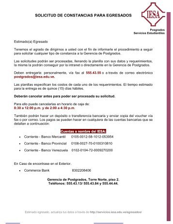 SOLICITUD DE CONSTANCIAS PARA EGRESADOS