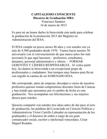 Distinguidos invitados, graduados y sus familias ... - Servicios IESA