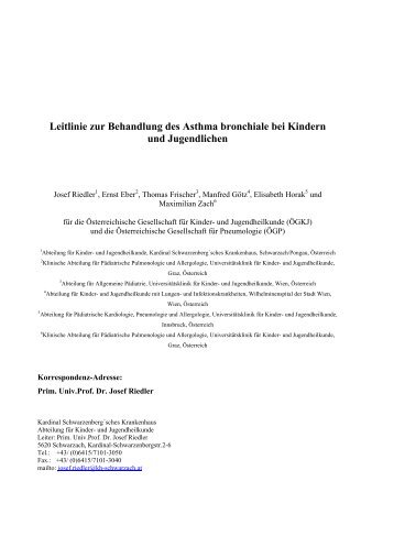 Leitlinie zur Behandlung des Asthma bronchiale bei Kindern und ...