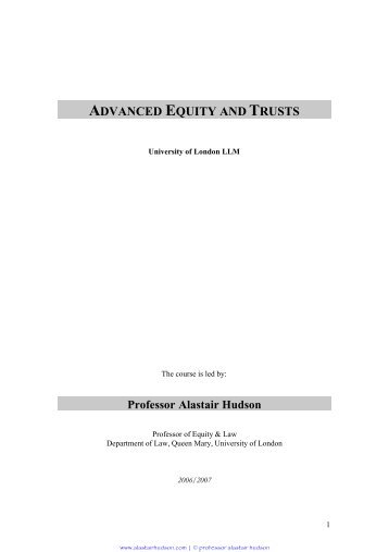 Advanced Equity and Trusts Law - alastairhudson.com