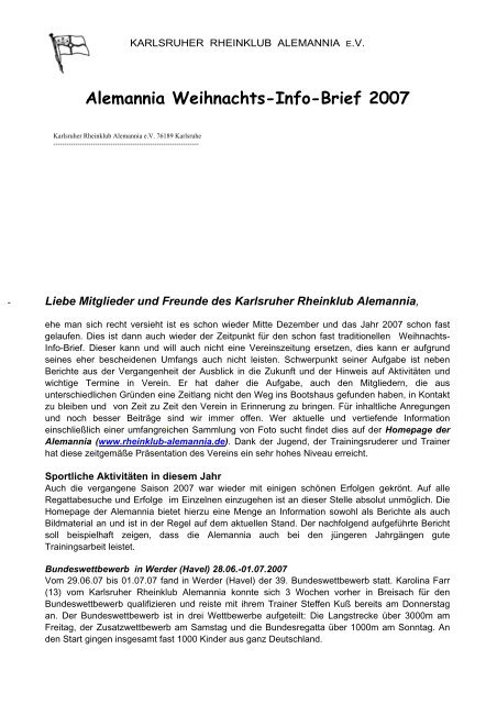 Alemannia Weihnachts-Info-Brief 2007 - Karlsruher Rheinklub ...