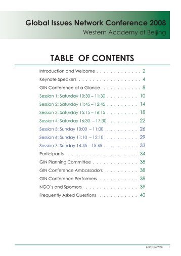 TABLE OF CONTENTS