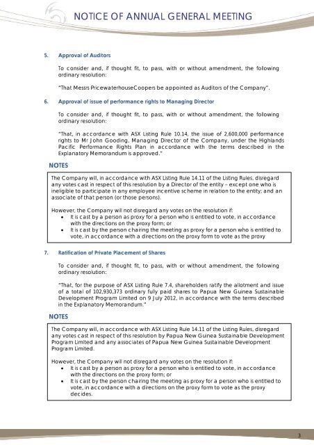 Notice of Meeting & Proxy Form - Highlands Pacific