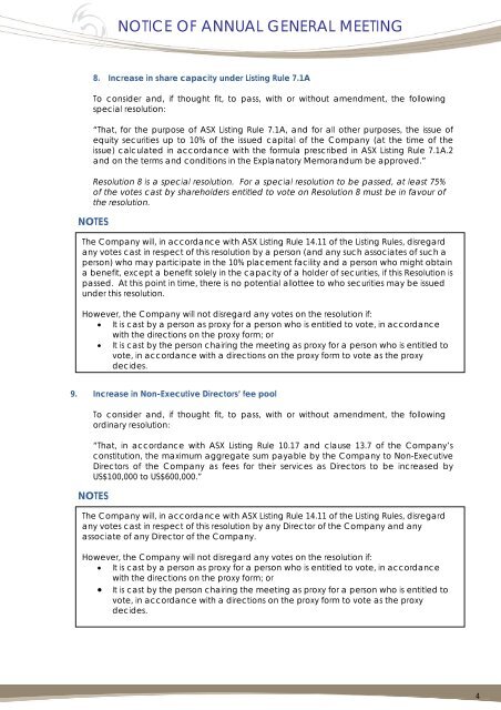 Notice of Meeting & Proxy Form - Highlands Pacific