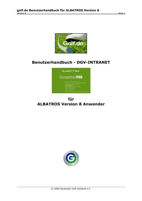 Benutzerhandbuch - DGV-INTRANET ALBATROS Version 8 - Golf.de