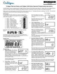 Culligan Platinum Series and Culligan Gold Series Standard ...