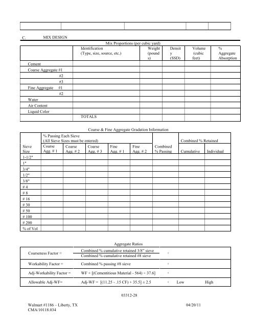 PROJECT MANUAL Specifications Seafood Removal Walmart Store No 1186 Liberty TX