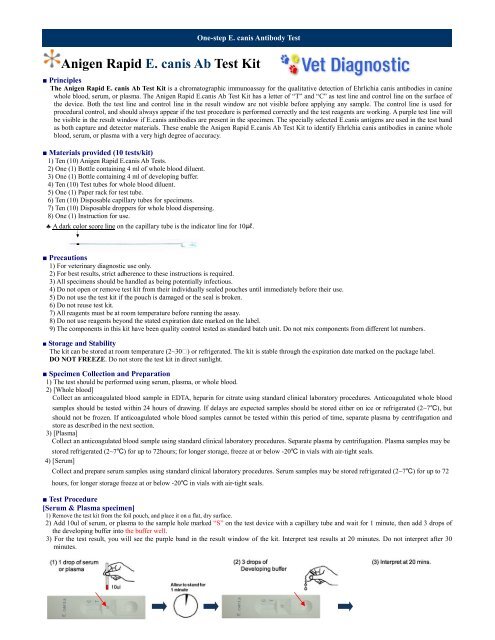 Anigen Rapid E. canis Ab Test Kit - Vet Diagnostic