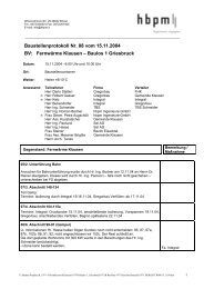 Baustellenprotokoll Nr. 08 vom 15.11.2004 BV ... - Brennercom