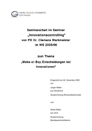 Make-or-Buy-Entscheidungen bei Innovationen