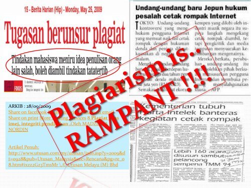 Awareness On The Plagiarism 2013 - UniKL | Malaysian Institute Of ...