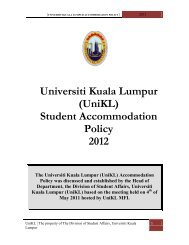 (UniKL) Student Accommodation Policy 2012