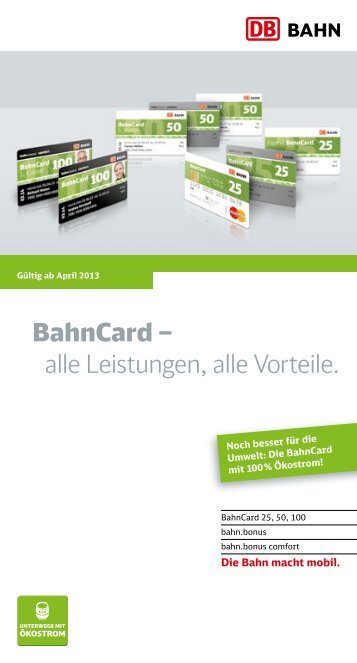 BahnCard – alle Leistungen alle Vorteile