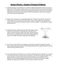 Honors Physics - Chapter 4 Practice Problems