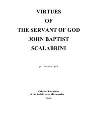 VIRTUES OF THE SERVANT OF GOD JOHN BAPTIST SCALABRINI