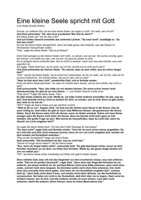 Die Kleine Seele Spricht Mit Gott Text