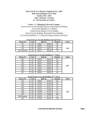 D Unit Seat Plan Admission Test-2012.xlsx - EduIcon