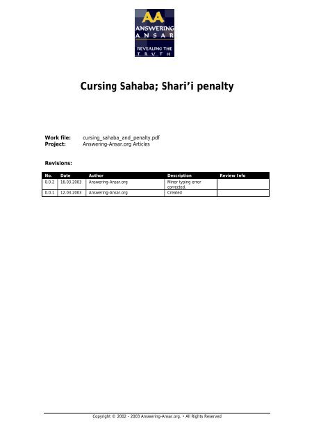 Cursing Sahaba Shari’i penalty