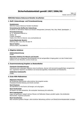 Sicherheitsdatenblatt gemäß 1907/2006/EG