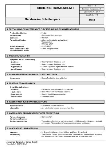 SICHERHEITSDATENBLATT Gerstaecker Schultempera