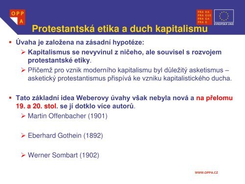„Protestantská etika a duch kapitalismu“ Max Weber