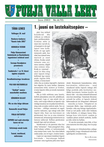 1. juuni on lastekaitsepÃ¤ev - Puhja vald