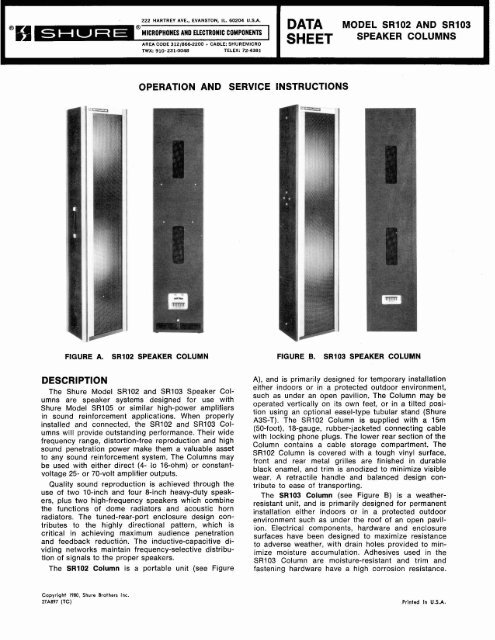 data model sr102 and sr103 - Shure