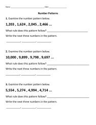 Number Patterns 1. Examine the number pattern below. What rule ...