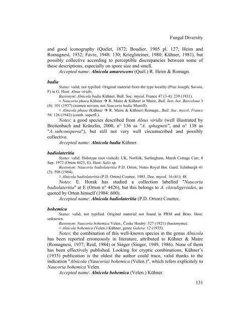 A nomenclatural revision of the genus Alnicola - Fungal diversity