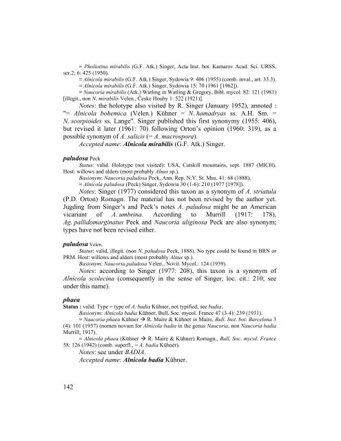 A nomenclatural revision of the genus Alnicola - Fungal diversity