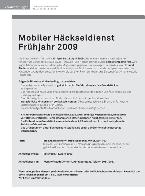 Dornbirner Gemeindeblatt KW 15 vom 09.04.2009