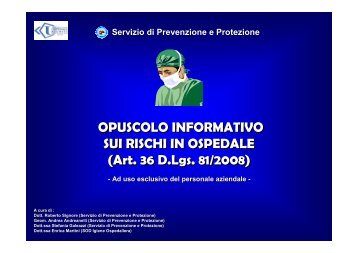 Opuscolo Informativo sui rischi in ospedale - FacoltÃ  di Medicina e ...