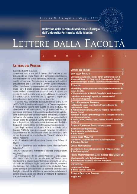 3 Lettere Della Facoltã Aprile Maggio 2013pdf Facoltã Di