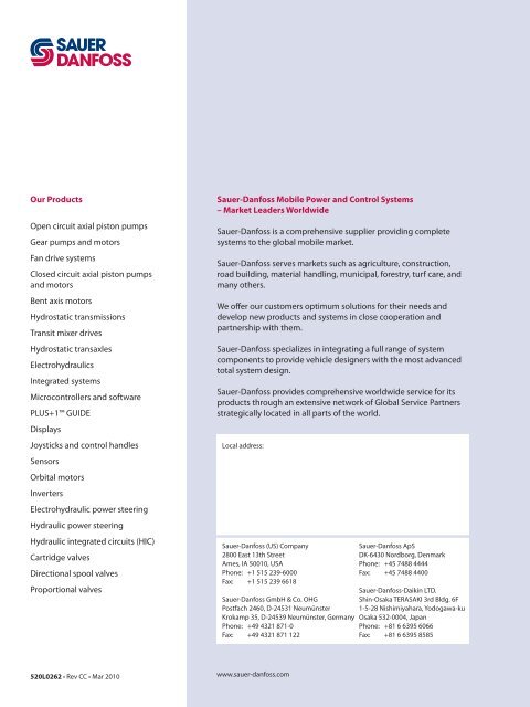 Orbital Motors Type OMP OMR and OMH Technical Information