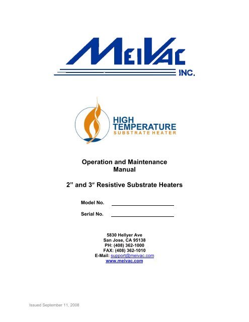 2â³ and 3â³ Substrate Heater Manual - MeiVac, Inc