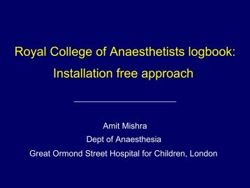 Royal College of Anaesthetists logbook Installation free approach