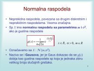 Normalna raspodela za različite d ti t i vrednosti parametara m i σ